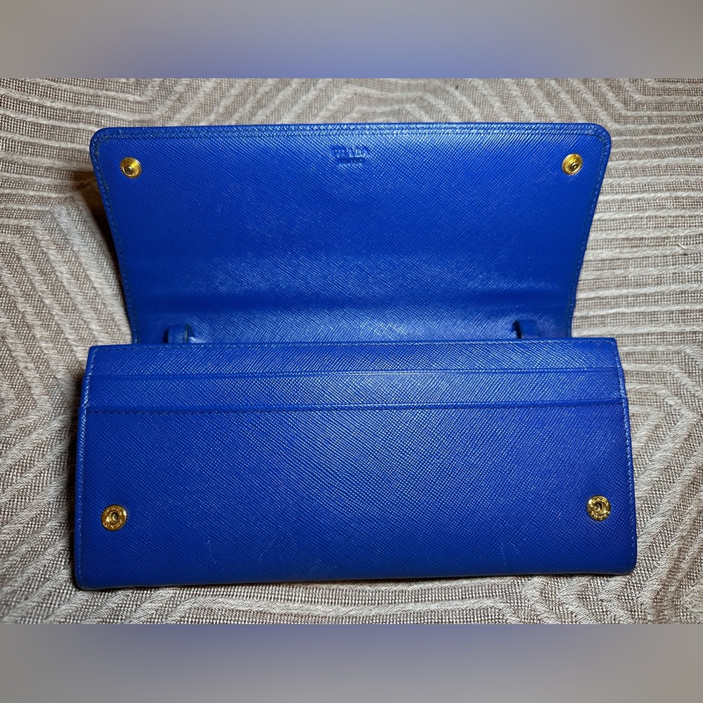 Authentic Prada Royal Blue Wallet with Gold Accents - Picture 5 of 9